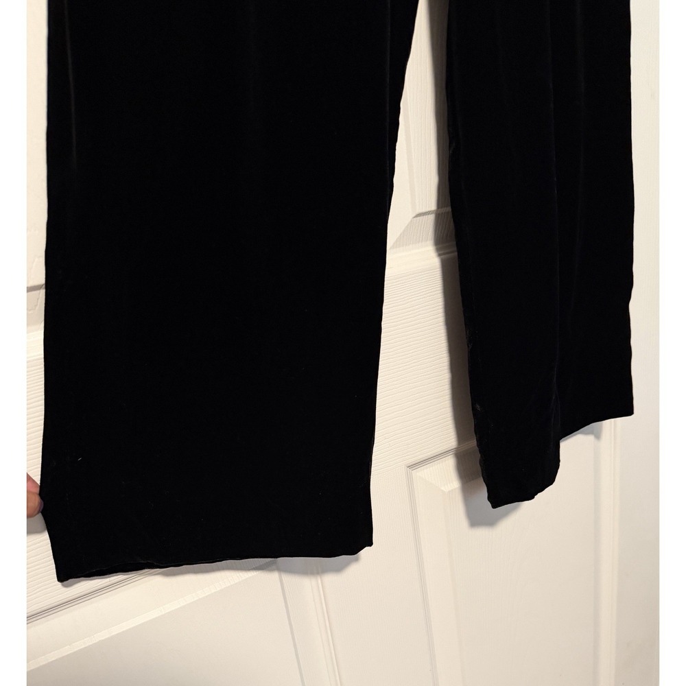 Vintage Silk Black Velvet Ann Taylor Straight Wide Leg Pants Corporate Office - Picture 2 of 6